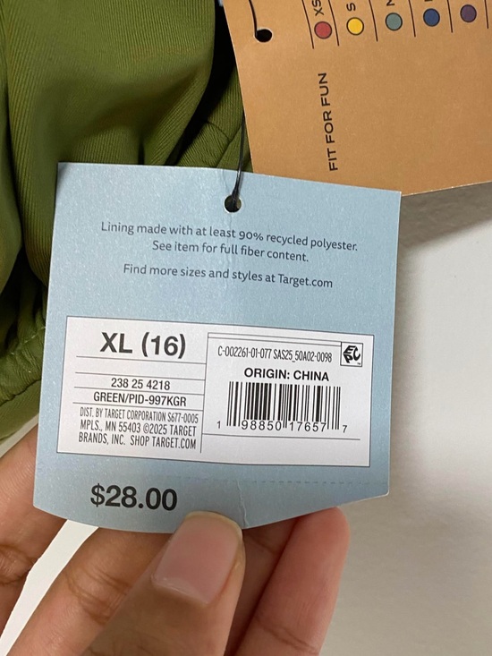 Shade & Shore Olive Green Bikini Top XL (16) Adjustable Strap Swim Top NWT - Picture 5 of 13